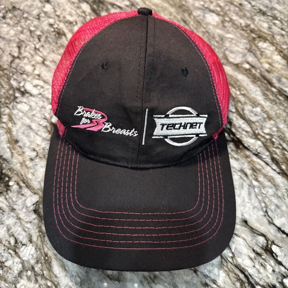 Brake For Breasts Pink Cancer Awerness Hat Technet Automotive Trucker Hat